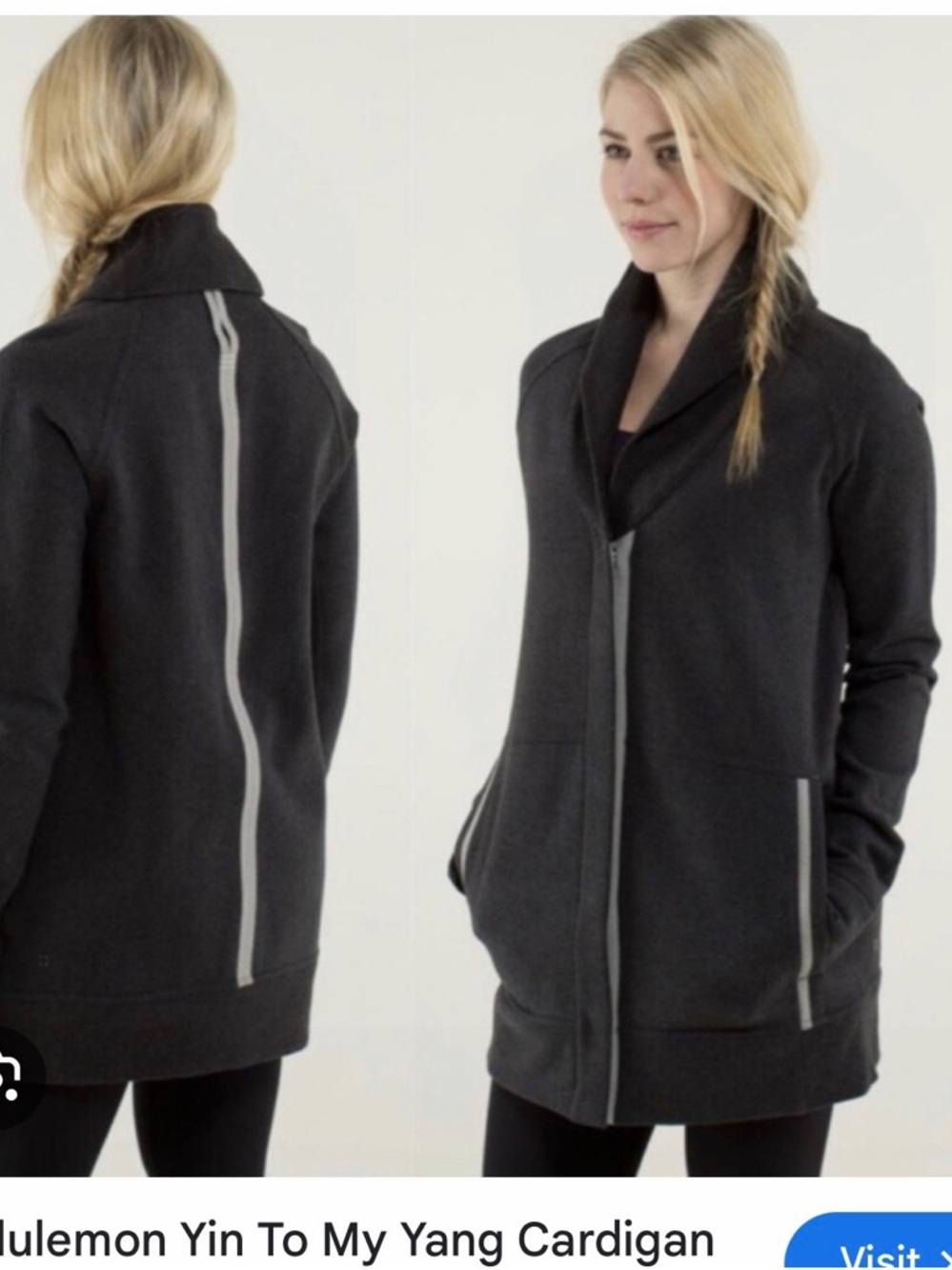 lululemon athletica Dark Charcoal Gray Zip-Back Cardigan